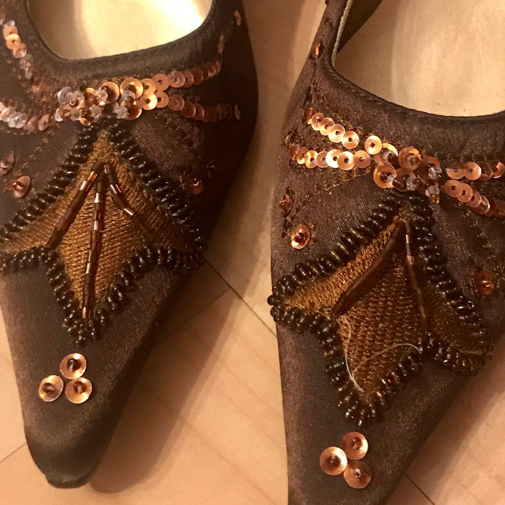 Beaded Satin  pumps